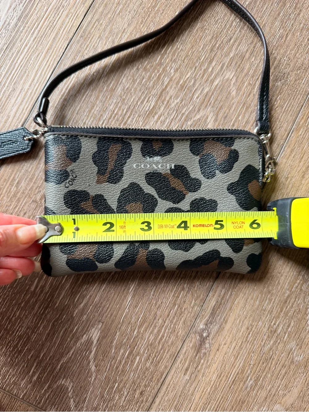 COACH Leopard-Print Leather Wristlet